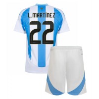 Argentina Lautaro Martinez #22 Hjemmebanesæt Børn Copa America 2024 Kortærmet (+ Korte bukser)